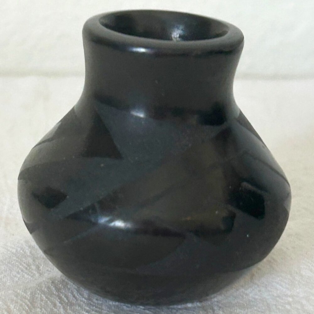 Small Black Ceramic Pottery Vase from Taos New Mexico